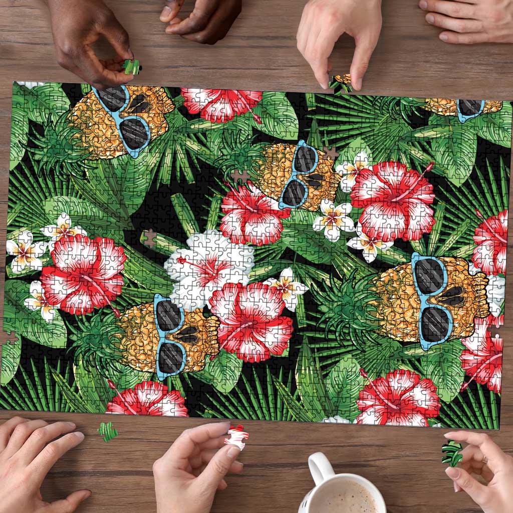 Pineapple Skull Aloha Hawaii Puzzle Summer Vibes Tropical Seamless Pattern - Polynesian Pride