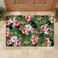 Pineapple Skull Aloha Hawaii Rubber Doormat Summer Vibes Tropical Seamless Pattern - Polynesian Pride