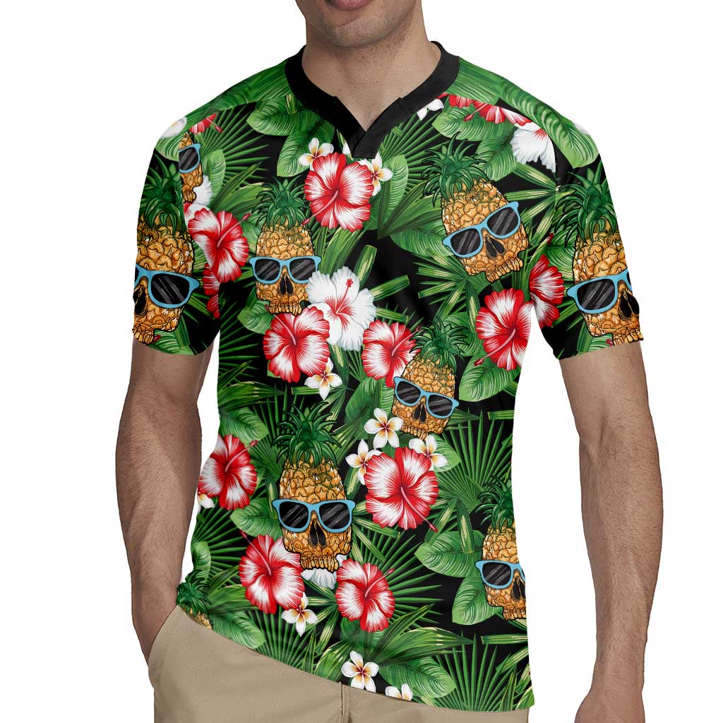 Pineapple Skull Aloha Hawaii Rugby Jersey Summer Vibes Tropical Seamless Pattern - Polynesian Pride