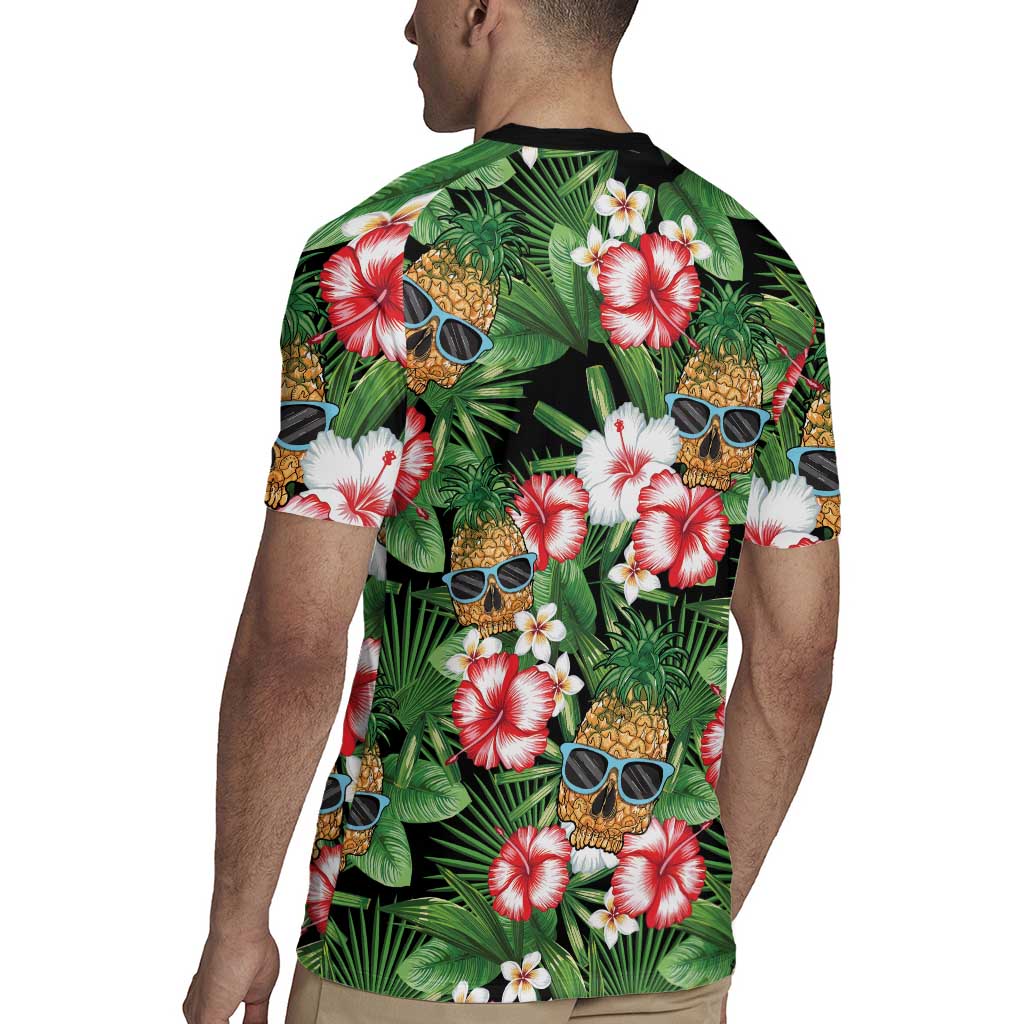 Pineapple Skull Aloha Hawaii Rugby Jersey Summer Vibes Tropical Seamless Pattern - Polynesian Pride