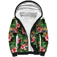 Pineapple Skull Aloha Hawaii Sherpa Hoodie Summer Vibes Tropical Seamless Pattern - Polynesian Pride