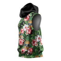 Pineapple Skull Aloha Hawaii Sleeveless Hoodie Summer Vibes Tropical Seamless Pattern - Polynesian Pride