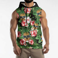Pineapple Skull Aloha Hawaii Sleeveless Hoodie Summer Vibes Tropical Seamless Pattern - Polynesian Pride