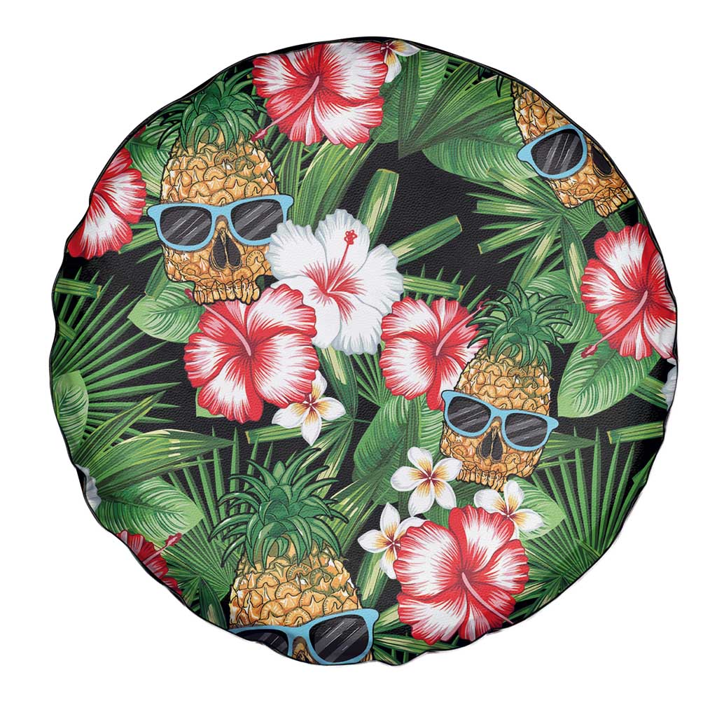 Pineapple Skull Aloha Hawaii Spare Tire Cover Summer Vibes Tropical Seamless Pattern - Polynesian Pride