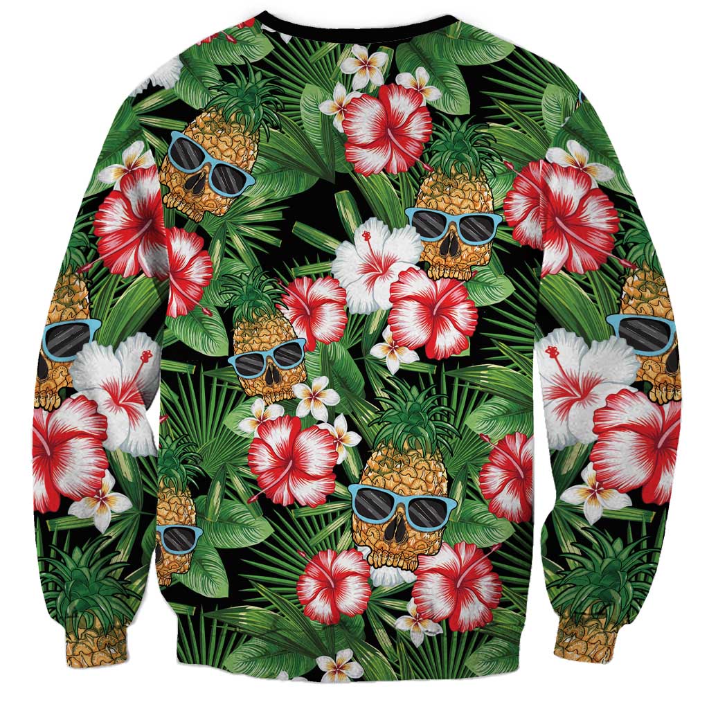 Pineapple Skull Aloha Hawaii Sweatshirt Summer Vibes Tropical Seamless Pattern - Polynesian Pride