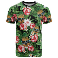 Pineapple Skull Aloha Hawaii T Shirt Summer Vibes Tropical Seamless Pattern - Polynesian Pride