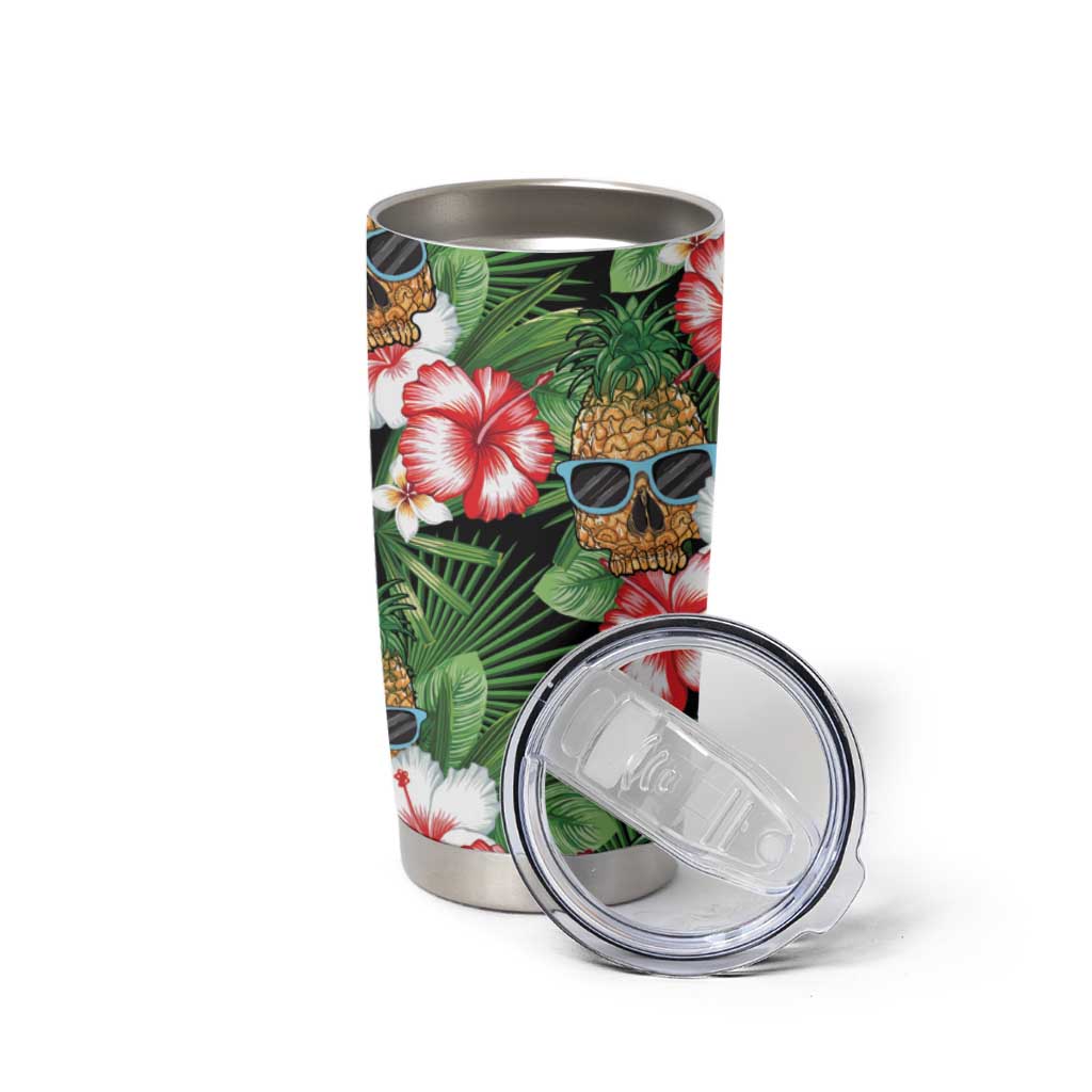 Pineapple Skull Aloha Hawaii Tumbler Cup Summer Vibes Tropical Seamless Pattern - Polynesian Pride
