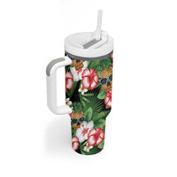 Pineapple Skull Aloha Hawaii Tumbler With Handle Summer Vibes Tropical Seamless Pattern - Polynesian Pride