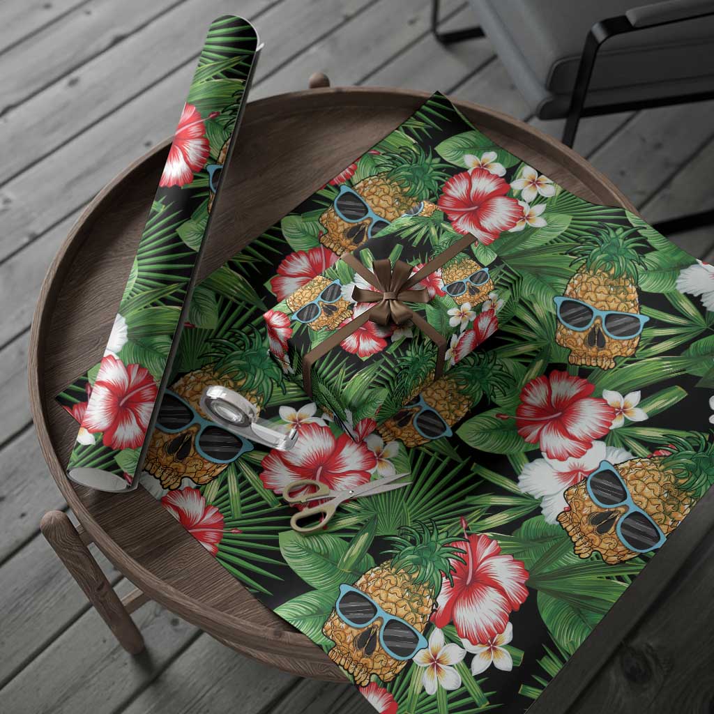 Pineapple Skull Aloha Hawaii Wrapping Paper Summer Vibes Tropical Seamless Pattern - Polynesian Pride