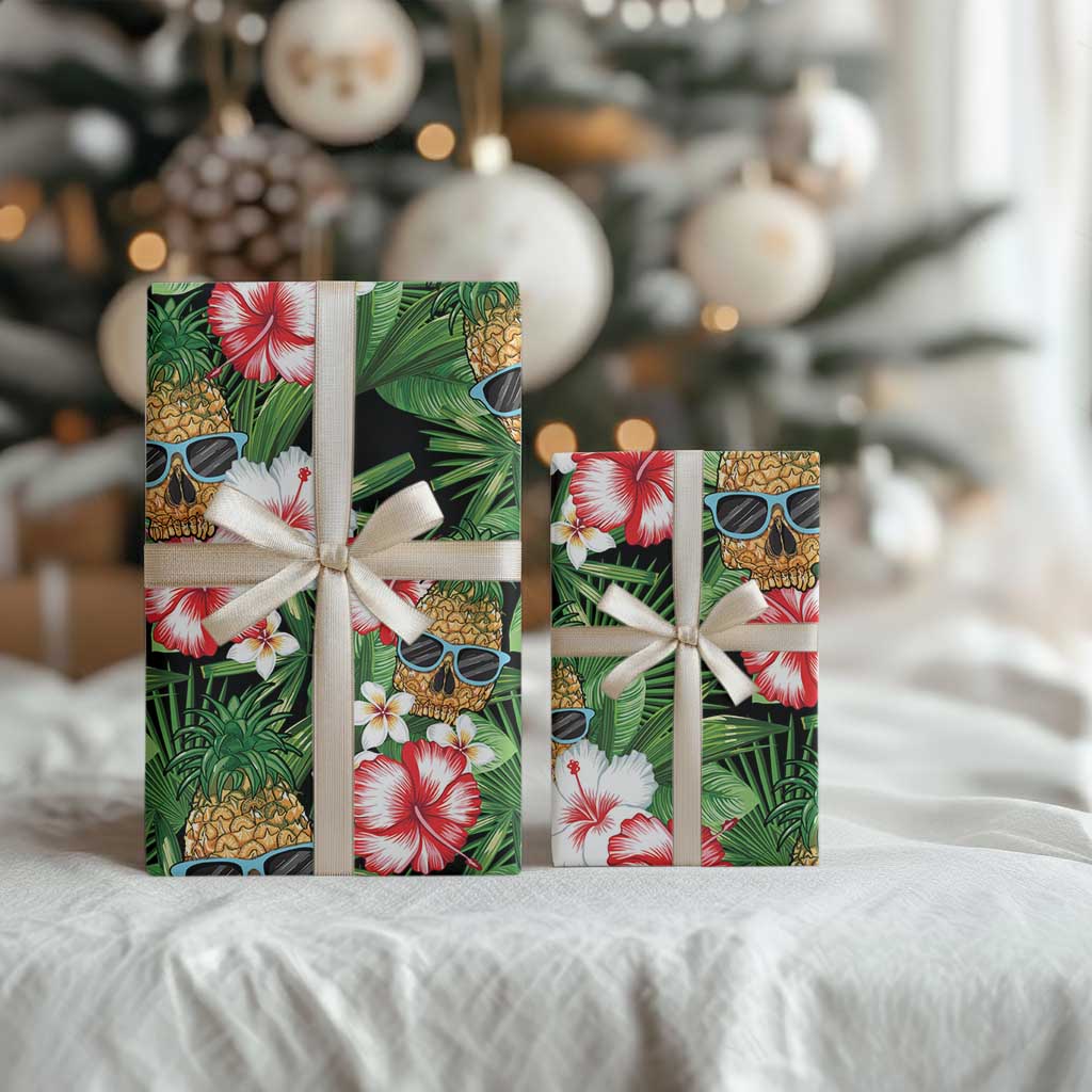 Pineapple Skull Aloha Hawaii Wrapping Paper Summer Vibes Tropical Seamless Pattern - Polynesian Pride