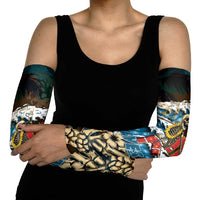 Aloha Hawaii Surfing Skull Arm Sleeves Shaka Skeleton Ride The Waves - Polynesian Pride