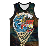 Aloha Hawaii Surfing Skull Basketball Jersey Shaka Skeleton Ride The Waves - Polynesian Pride