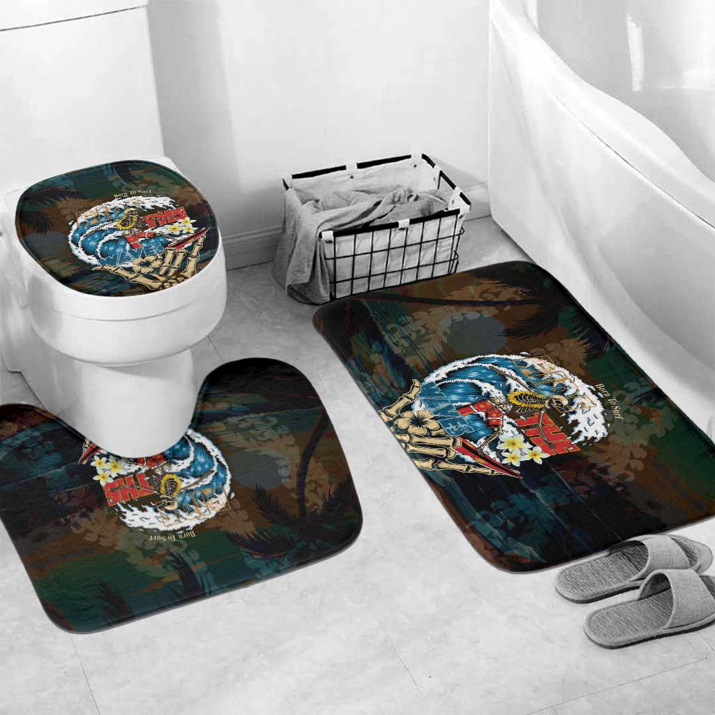 Aloha Hawaii Surfing Skull Bathroom Set Shaka Skeleton Ride The Waves - Polynesian Pride