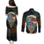 Aloha Hawaii Surfing Skull Couples Matching Puletasi and Long Sleeve Button Shirt Shaka Skeleton Ride The Waves - Polynesian Pride