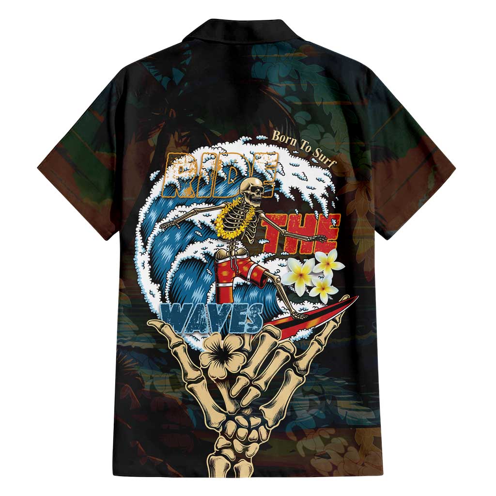 Aloha Hawaii Surfing Skull Family Matching Puletasi and Hawaiian Shirt Shaka Skeleton Ride The Waves - Polynesian Pride