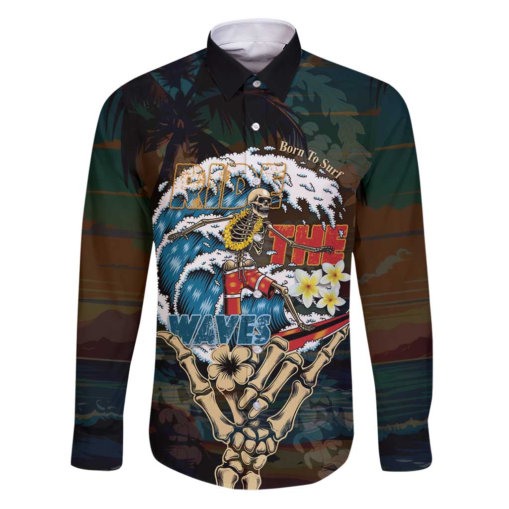 Aloha Hawaii Surfing Skull Family Matching Puletasi and Hawaiian Shirt Shaka Skeleton Ride The Waves - Polynesian Pride