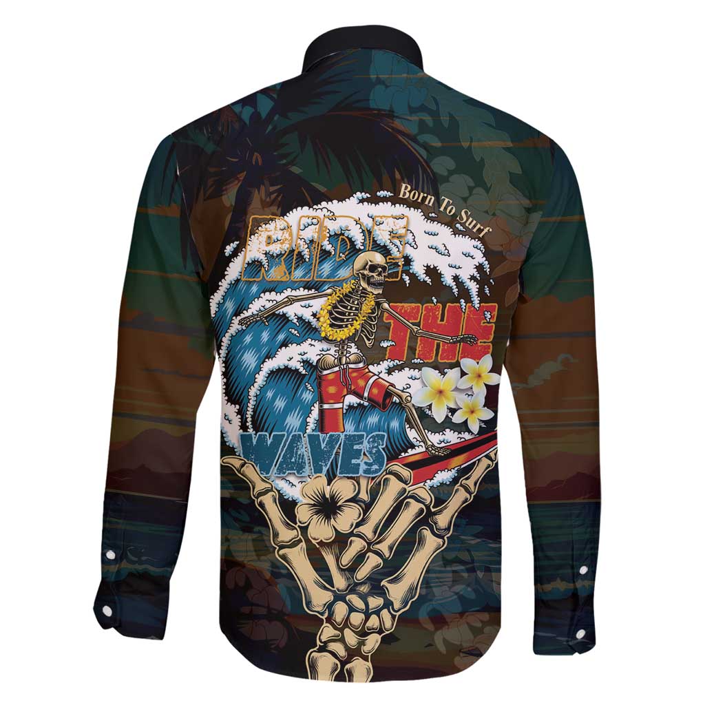 Aloha Hawaii Surfing Skull Family Matching Tank Maxi Dress and Hawaiian Shirt Shaka Skeleton Ride The Waves - Polynesian Pride