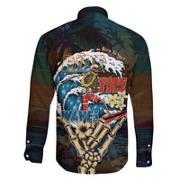 Aloha Hawaii Surfing Skull Family Matching Tank Maxi Dress and Hawaiian Shirt Shaka Skeleton Ride The Waves - Polynesian Pride