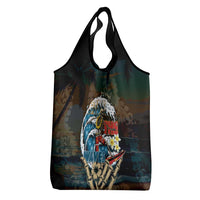 Aloha Hawaii Surfing Skull Grocery Bag Shaka Skeleton Ride The Waves - Polynesian Pride