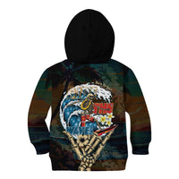 Aloha Hawaii Surfing Skull Kid Hoodie Shaka Skeleton Ride The Waves - Polynesian Pride