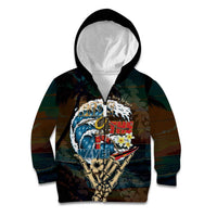 Aloha Hawaii Surfing Skull Kid Hoodie Shaka Skeleton Ride The Waves - Polynesian Pride