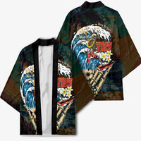 Aloha Hawaii Surfing Skull Kimono Shaka Skeleton Ride The Waves - Polynesian Pride