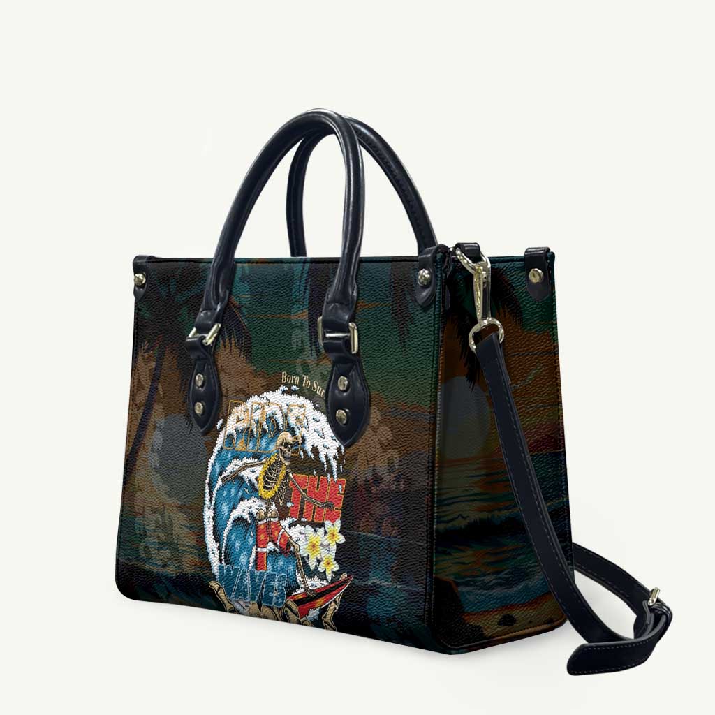 Aloha Hawaii Surfing Skull Leather Bag Shaka Skeleton Ride The Waves - Polynesian Pride
