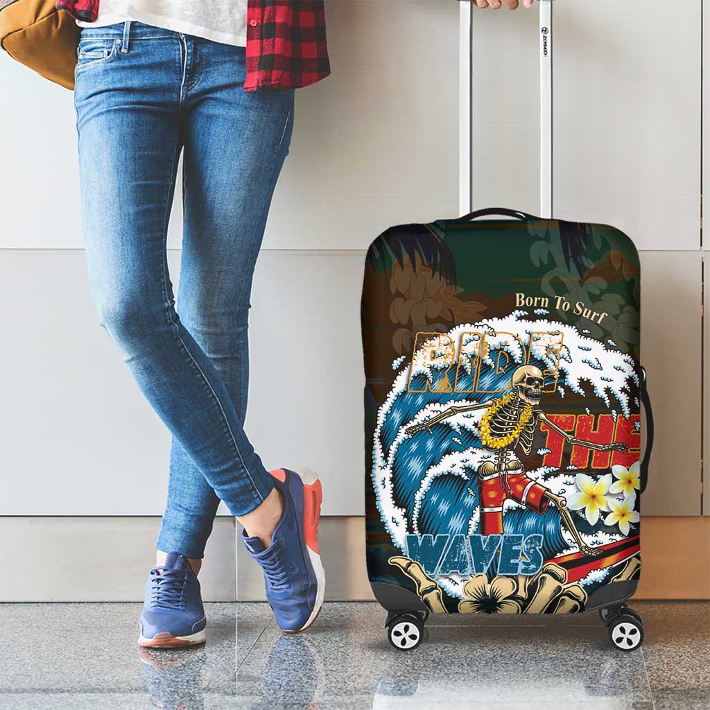 Aloha Hawaii Surfing Skull Luggage Cover Shaka Skeleton Ride The Waves - Polynesian Pride