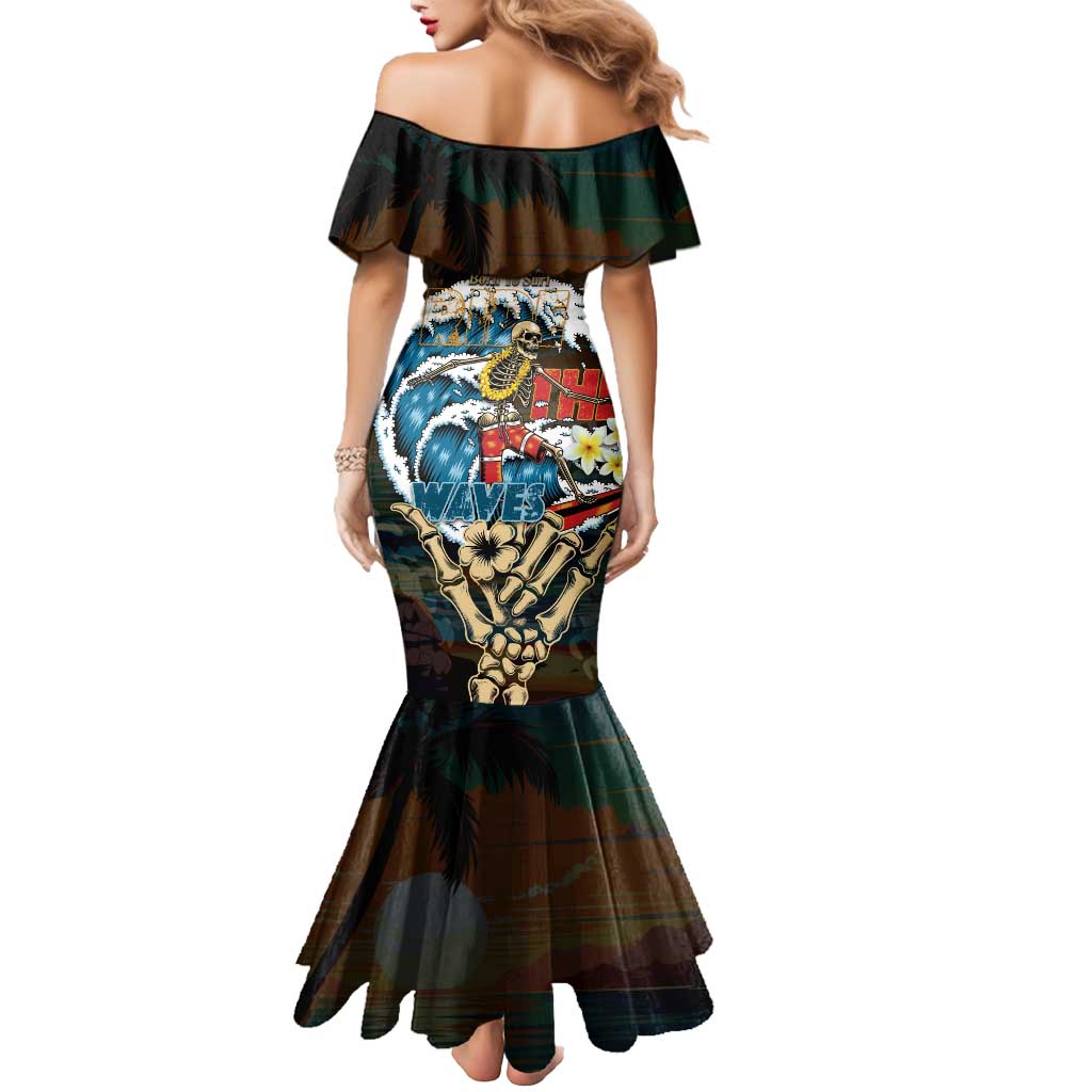 Aloha Hawaii Surfing Skull Mermaid Dress Shaka Skeleton Ride The Waves - Polynesian Pride
