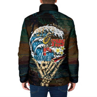 Aloha Hawaii Surfing Skull Padded Jacket Shaka Skeleton Ride The Waves - Polynesian Pride