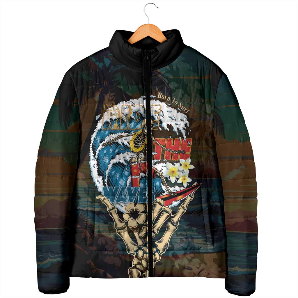 Aloha Hawaii Surfing Skull Padded Jacket Shaka Skeleton Ride The Waves - Polynesian Pride