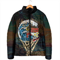 Aloha Hawaii Surfing Skull Padded Jacket Shaka Skeleton Ride The Waves - Polynesian Pride