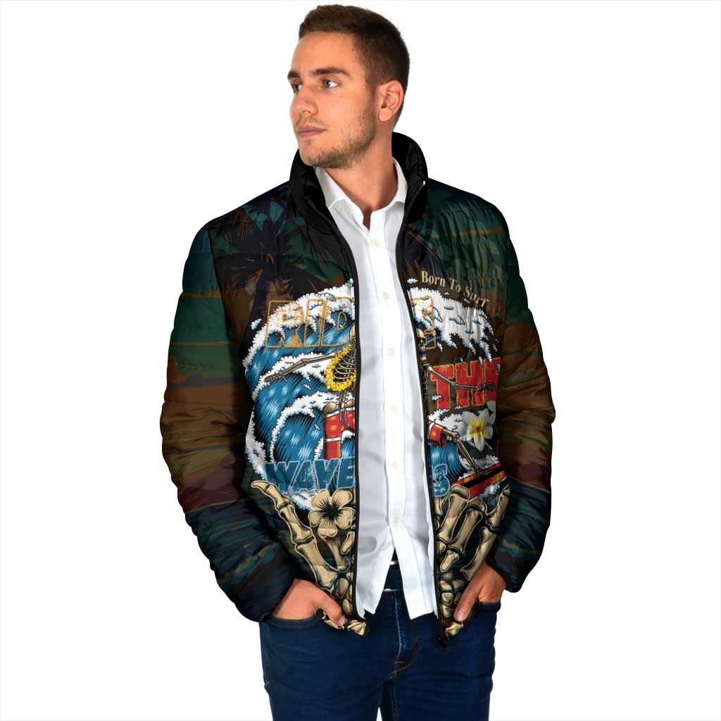 Aloha Hawaii Surfing Skull Padded Jacket Shaka Skeleton Ride The Waves - Polynesian Pride