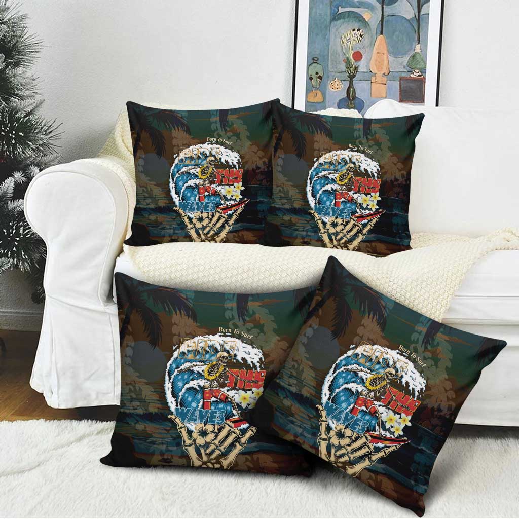Aloha Hawaii Surfing Skull Pillow Cover Shaka Skeleton Ride The Waves - Polynesian Pride