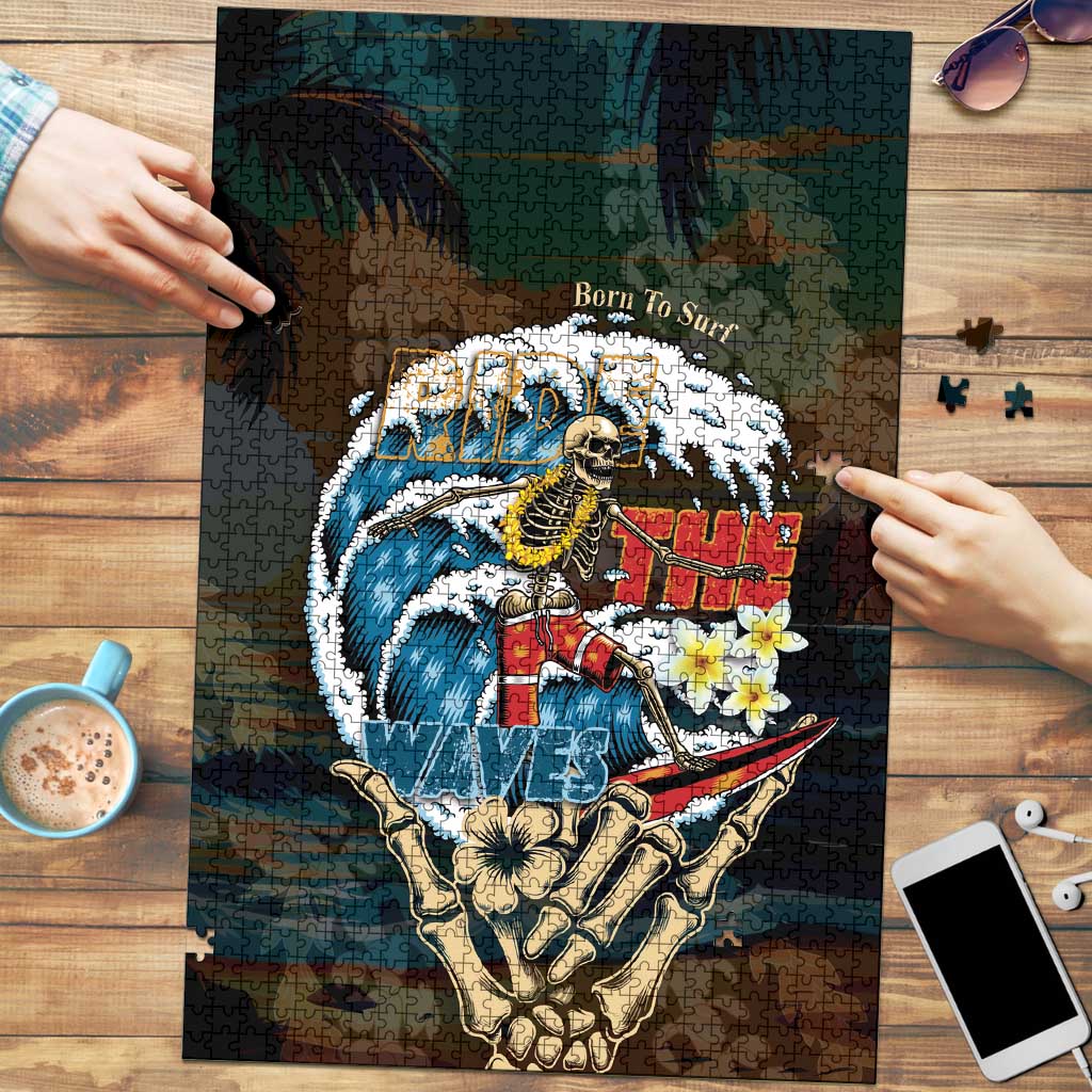 Aloha Hawaii Surfing Skull Puzzle Shaka Skeleton Ride The Waves - Polynesian Pride