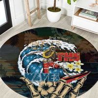 Aloha Hawaii Surfing Skull Round Carpet Shaka Skeleton Ride The Waves - Polynesian Pride