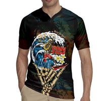Aloha Hawaii Surfing Skull Rugby Jersey Shaka Skeleton Ride The Waves - Polynesian Pride
