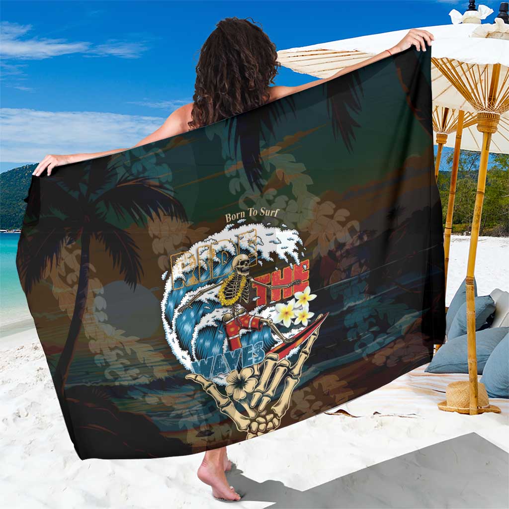 Aloha Hawaii Surfing Skull Sarong Shaka Skeleton Ride The Waves LT14 One Size 44 x 66 inches Black - Polynesian Pride
