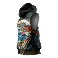 Aloha Hawaii Surfing Skull Sleeveless Hoodie Shaka Skeleton Ride The Waves - Polynesian Pride