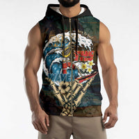 Aloha Hawaii Surfing Skull Sleeveless Zip Hoodie Shaka Skeleton Ride The Waves - Polynesian Pride