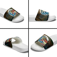 Aloha Hawaii Surfing Skull Slide Sandals Shaka Skeleton Ride The Waves - Polynesian Pride