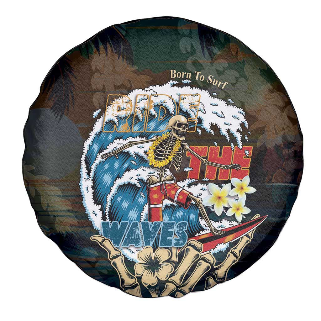 Aloha Hawaii Surfing Skull Spare Tire Cover Shaka Skeleton Ride The Waves - Polynesian Pride