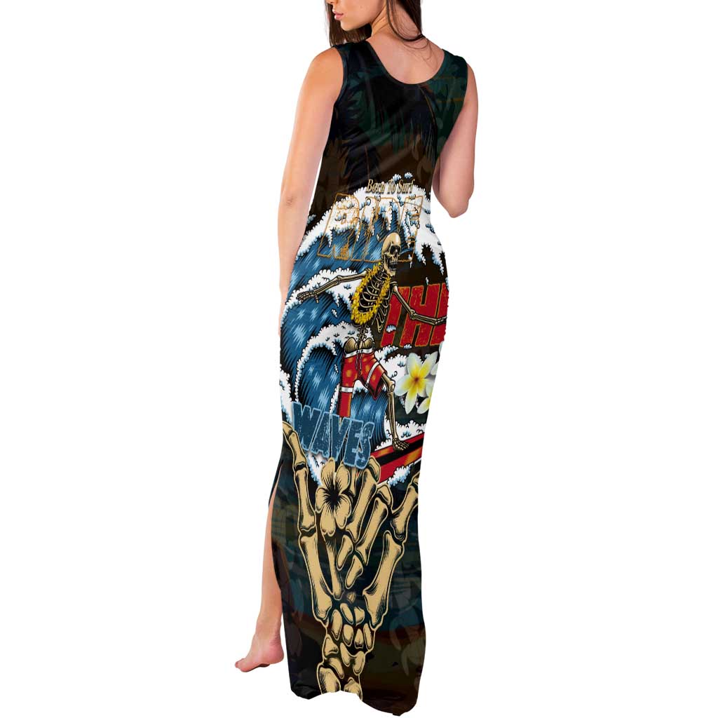 Aloha Hawaii Surfing Skull Tank Maxi Dress Shaka Skeleton Ride The Waves - Polynesian Pride