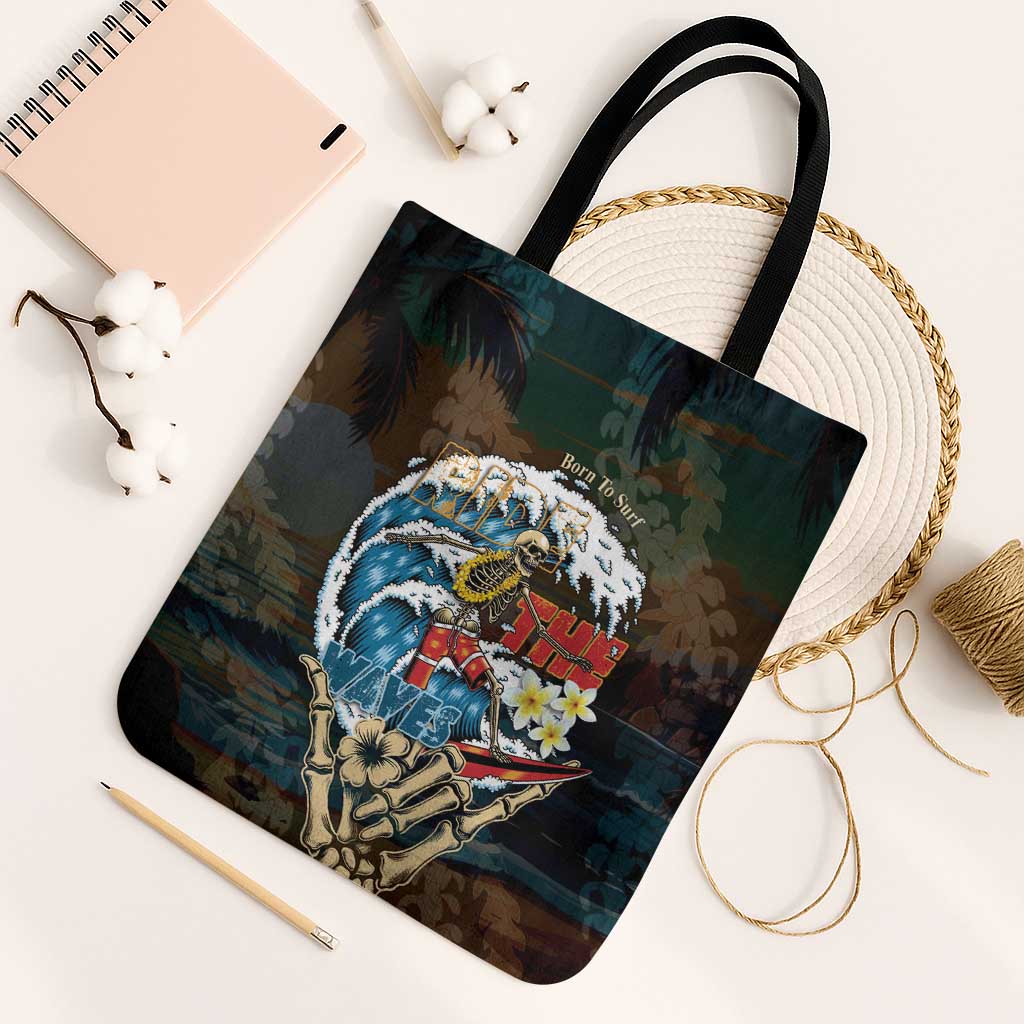 Aloha Hawaii Surfing Skull Tote Bag Shaka Skeleton Ride The Waves LT14 Black Strap One Size Black - Polynesian Pride