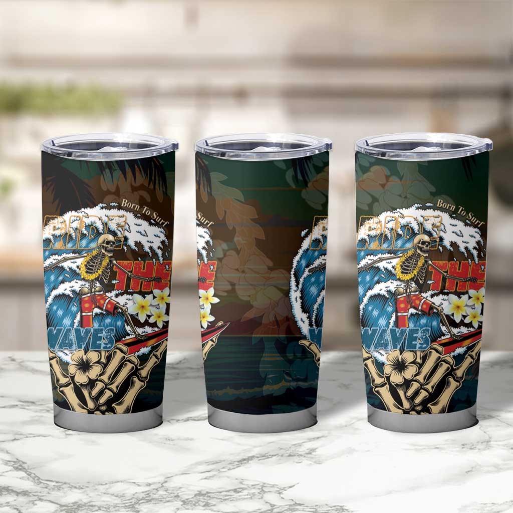 Aloha Hawaii Surfing Skull Tumbler Cup Shaka Skeleton Ride The Waves - Polynesian Pride