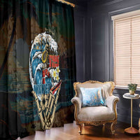 Aloha Hawaii Surfing Skull Window Curtain Shaka Skeleton Ride The Waves - Polynesian Pride