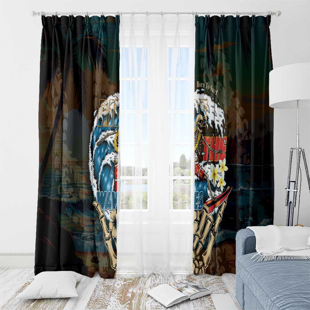 Aloha Hawaii Surfing Skull Window Curtain Shaka Skeleton Ride The Waves - Polynesian Pride