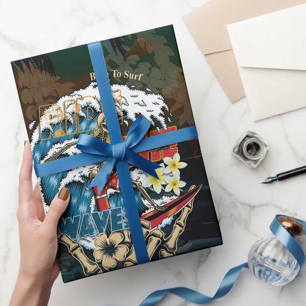 Aloha Hawaii Surfing Skull Wrapping Paper Shaka Skeleton Ride The Waves - Polynesian Pride