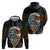 Aloha Hawaii Surfing Skull Zip Hoodie Shaka Skeleton Ride The Waves - Polynesian Pride