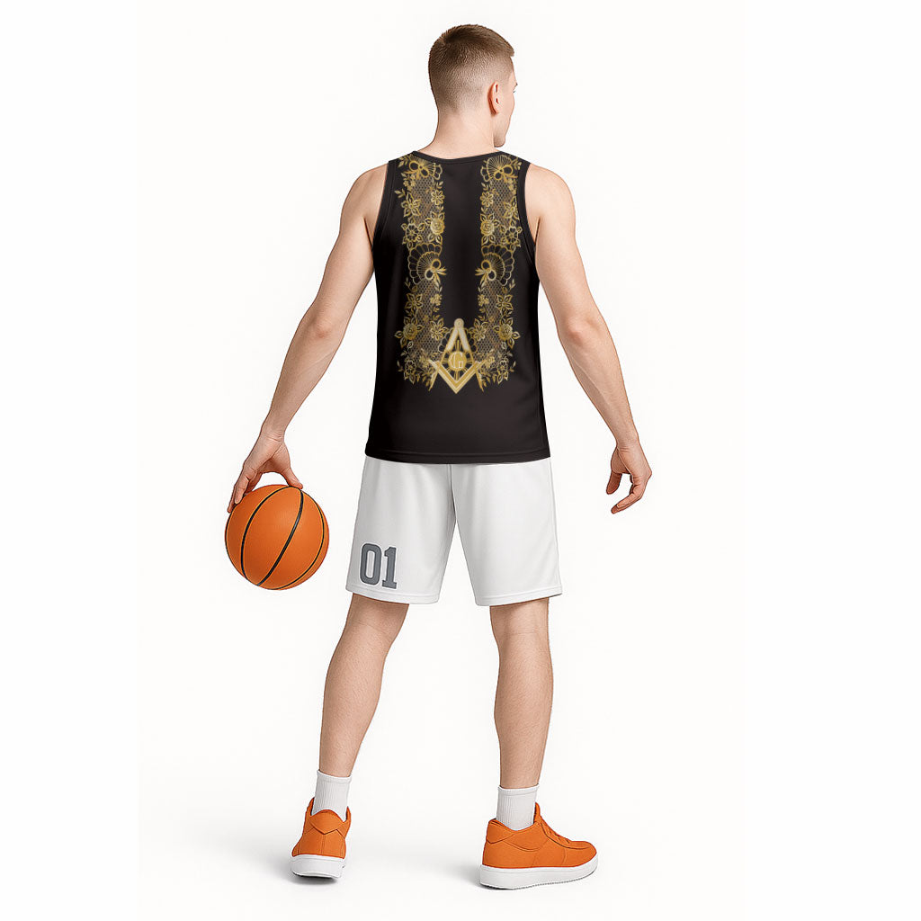 Personalised Filipino Freemasonry Basketball Jersey Masonic Barong Tagalog Inspired Ivory White